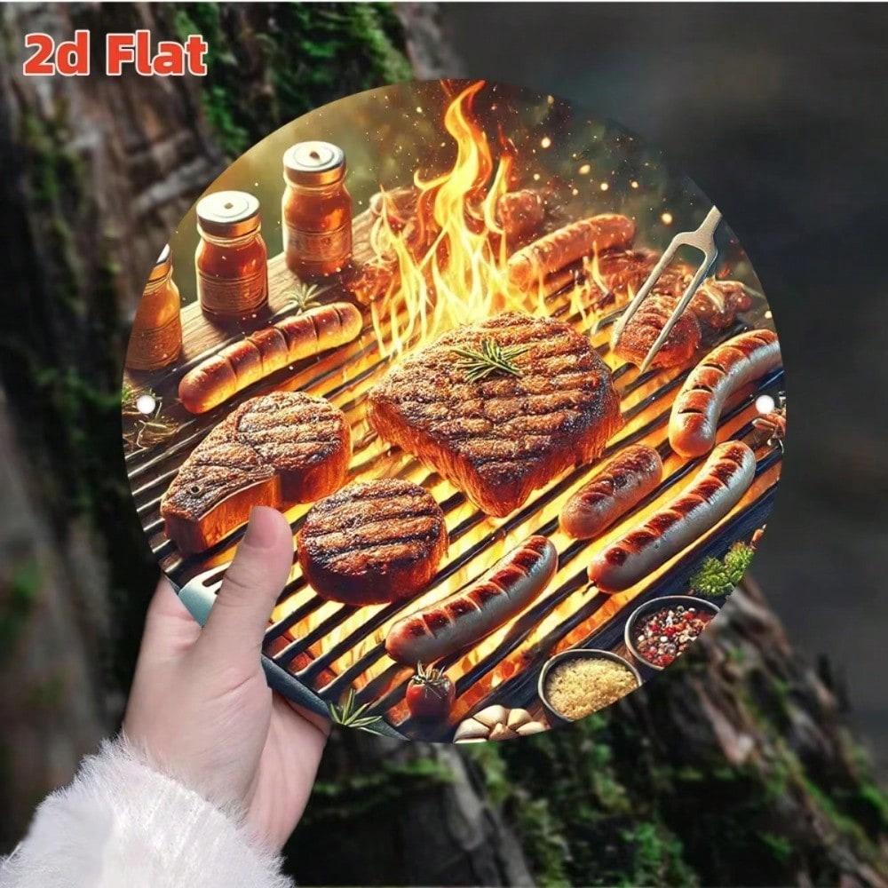 2D Vintage Metal Wall Decor Rustic Kitchen Steak BBQ Grill Sign