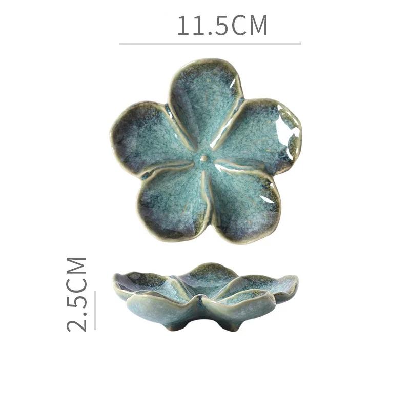 Retro Kiln-Baked Ceramic Petal-Shaped Dipping Plate, Lightweight Seasoning & Sauce Dish for Home & Restaurant Use