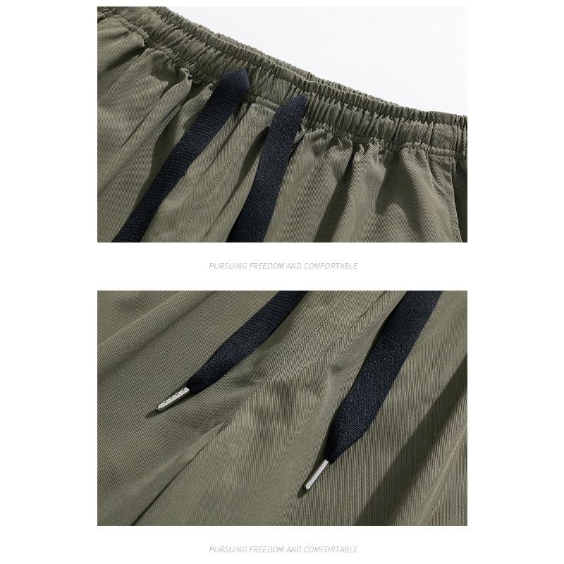 Men's Drawstring Waist Casual Pants Loose Fit Pocket Detail Streetwear Bottoms