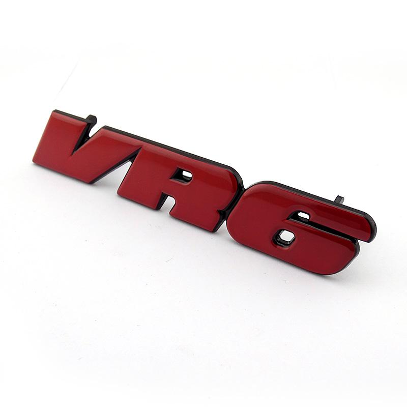 EPYFH1 Red 3D Sticker VR6 Car Grill Badge Emblem Decal MK3 Grille Auto Logo for VW Golf Corrado Jetta Passat