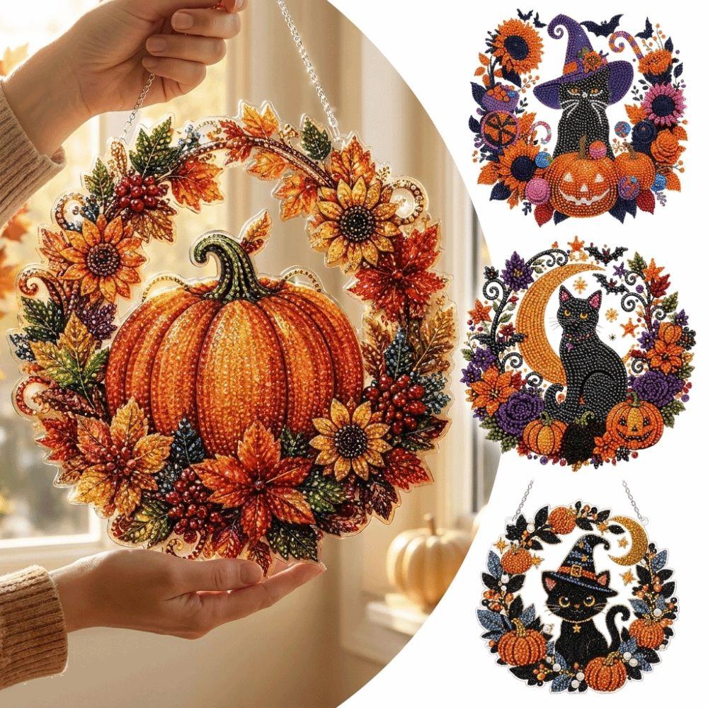 1 Set Pumpkin Design Pumpkin Diamond Art Kit Diamond Painting Hanging Ornament Tree Decoration