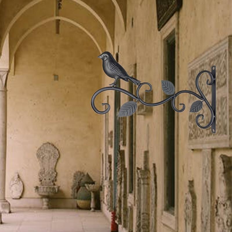 Iron Hanging Bracket Wall Hook Plant Hanger for Bird Feeder Lanterns Flower Brackets Wind Outdoor Decoration