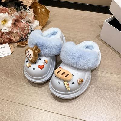 Pantoufles en coton épaisses et moelleuses pour muffin, trou de sac empilé, chaussures pour femmes, polyvalentes