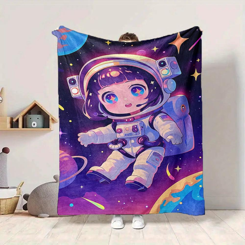 1pc Astronaut Costume Blanket, Lightweight Flannel Fleece with Digital Printing, Soft Warm for Sofa, Travel, Camping, Office, Couch, Chair, and Bed, A
