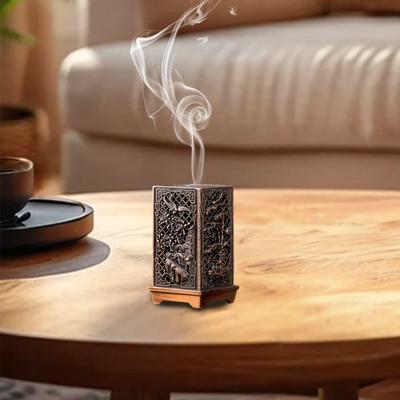 Yousheng Cube Incense Burner Cloud Flower Pattern Incense Holder Zinc Alloy Traditional Incense Stand Home Decor