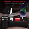 Interior Accessory Seat Filler with Cup Holder Leather Organizer Box Auto Bag Front Seat Storage Box
