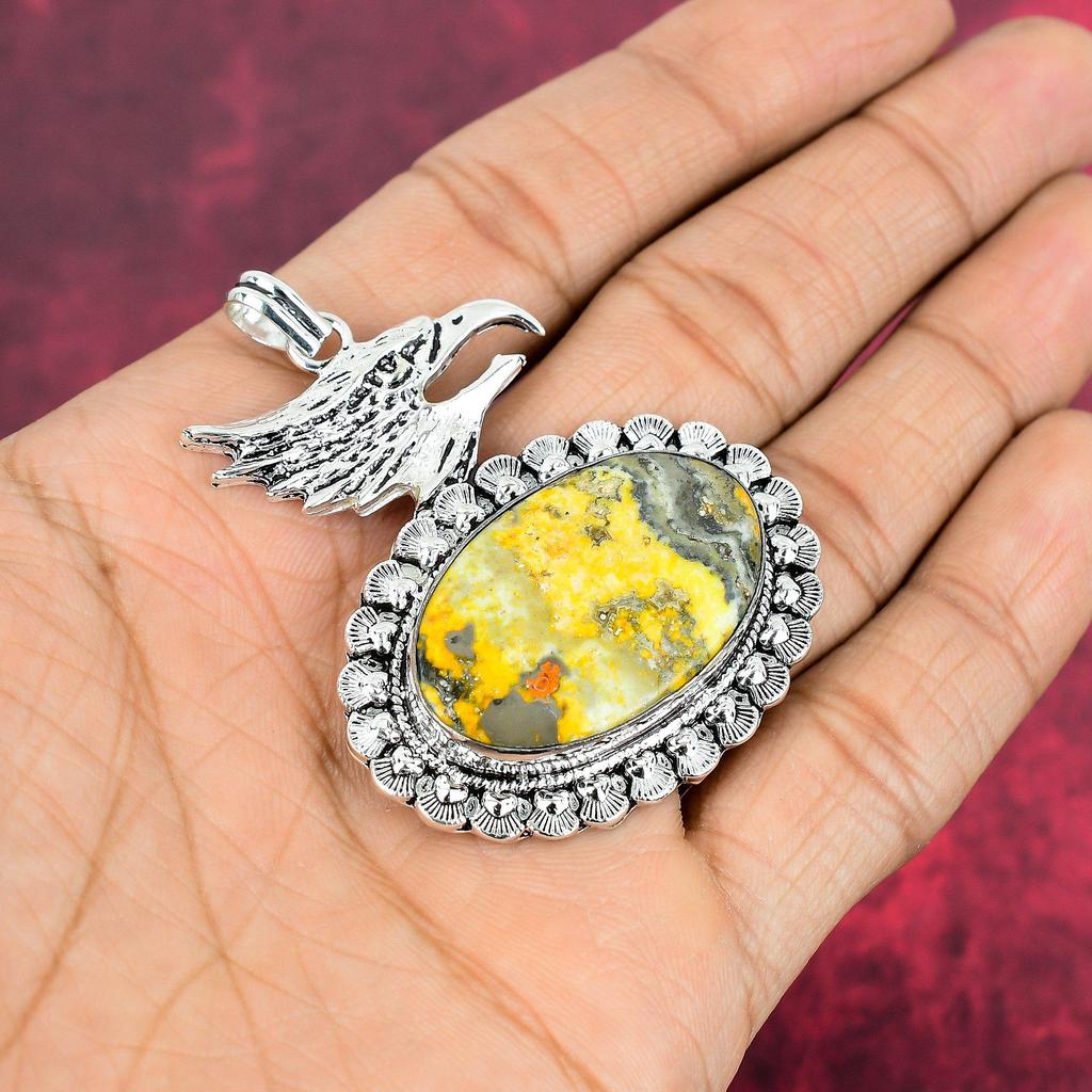 Bumblebee Jasper Pendant, 925 Solid Sterling Silver Gemstone Jewelry, Handmade Pendant, For Mother Day