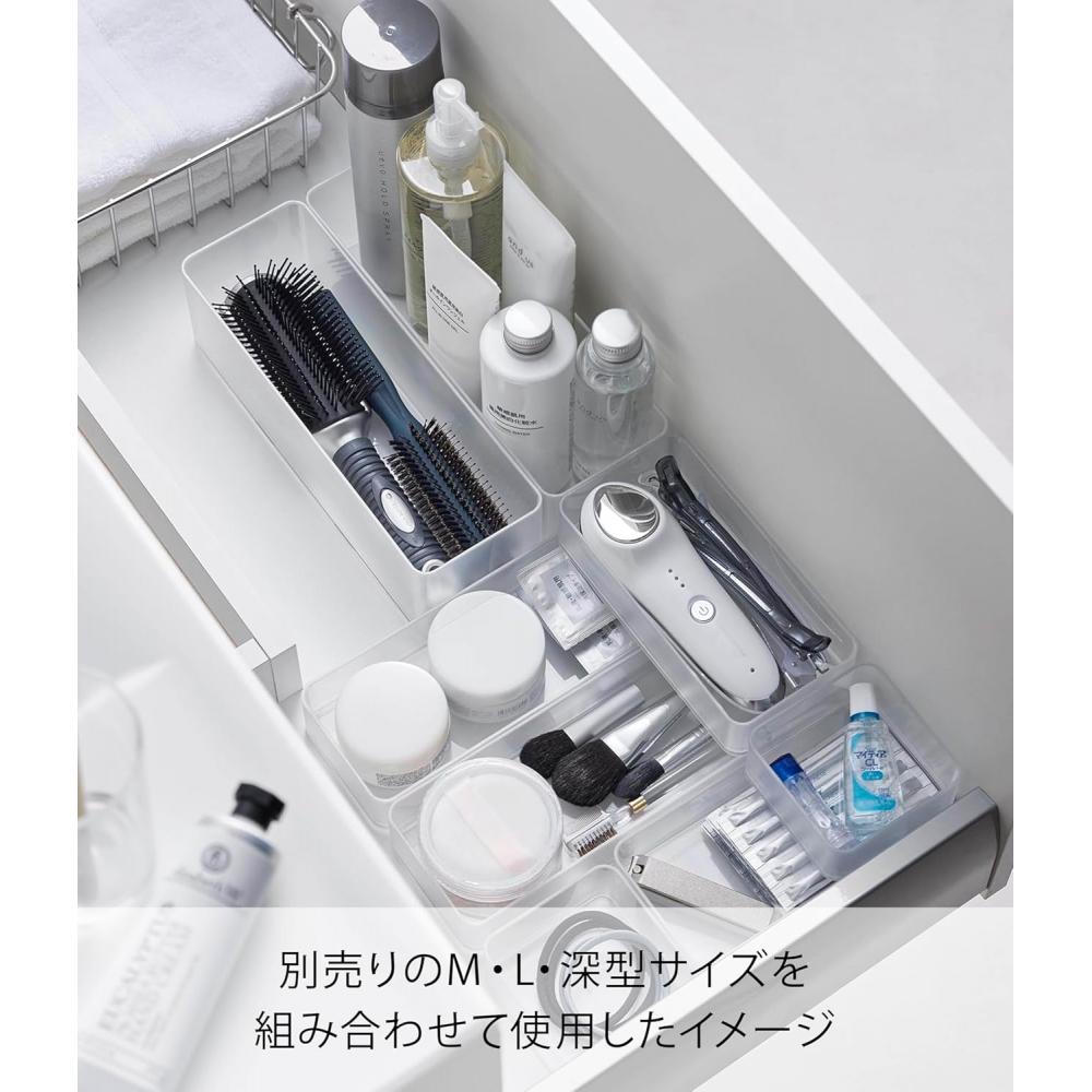 Yamazaki Drawer Organizer CaSe S Set Of 2 Clear Bottom White Approx W8 D8 H3.7cm