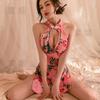 Sex underwear retro cheongsam large size sexy set floral deep V dew cheongsam passion set
