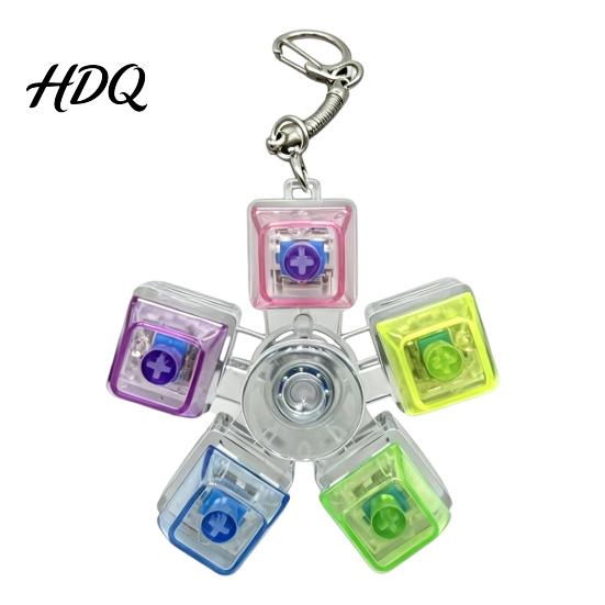 Mechanical Click Keyboard LED Light-up Fidget Spinner Toy Decompression Button Finger Clicker Glowing 2/3/4/5/6-Keys Keychain Stress Relief