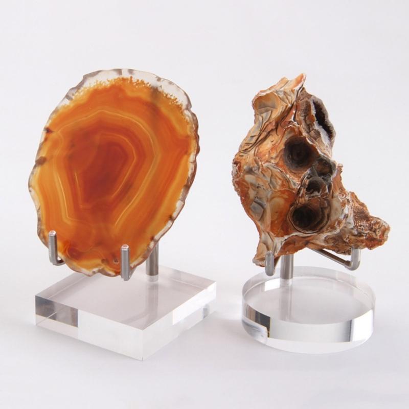 Acrylic Easel Stand with Adjustable Metal Arms Display Rack for Displaying Crystal Mineral Agate Gemstones Collectibles