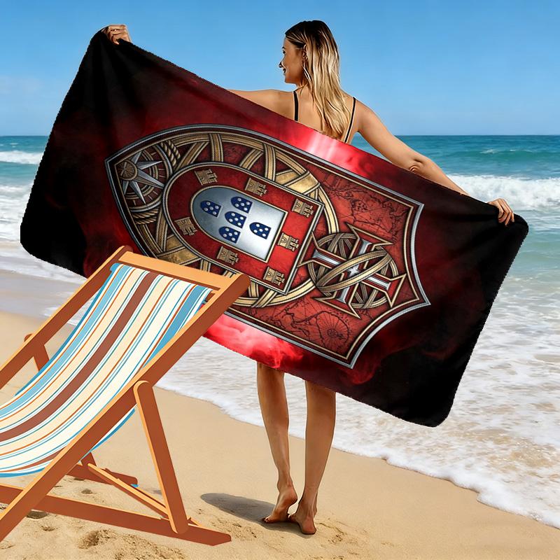 Golden Eagle Soccer Emblem beach towel Beach towel for vacation photos Portable for travel swim Outdoor pool towel Absorbent bath towel Comfort