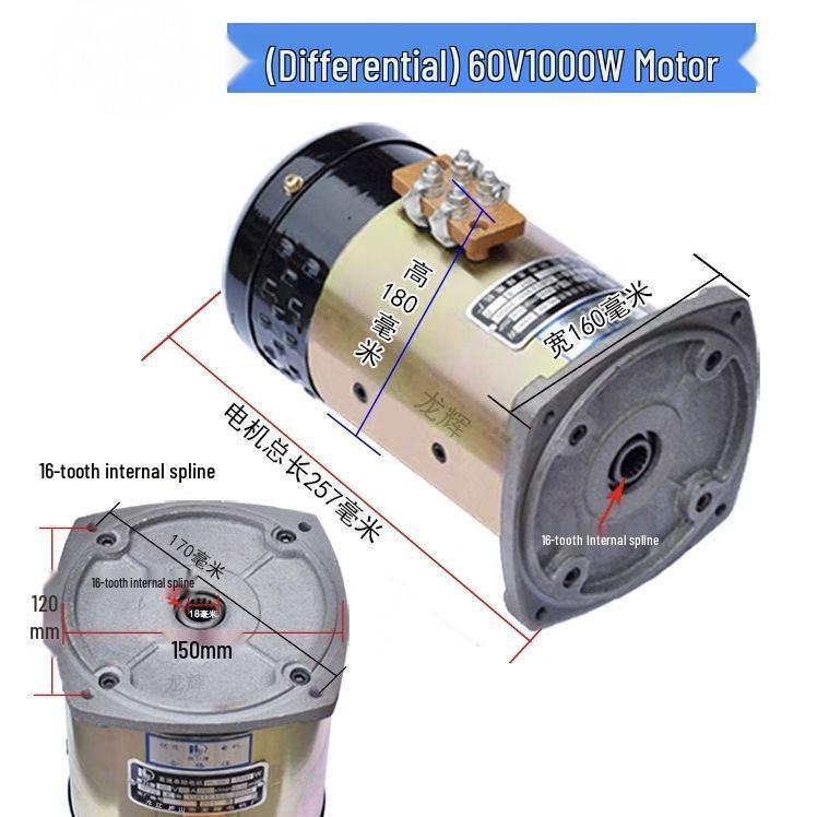 High-Power Pure Copper Brushed Motor for 24V-72V Electric Tricycles
