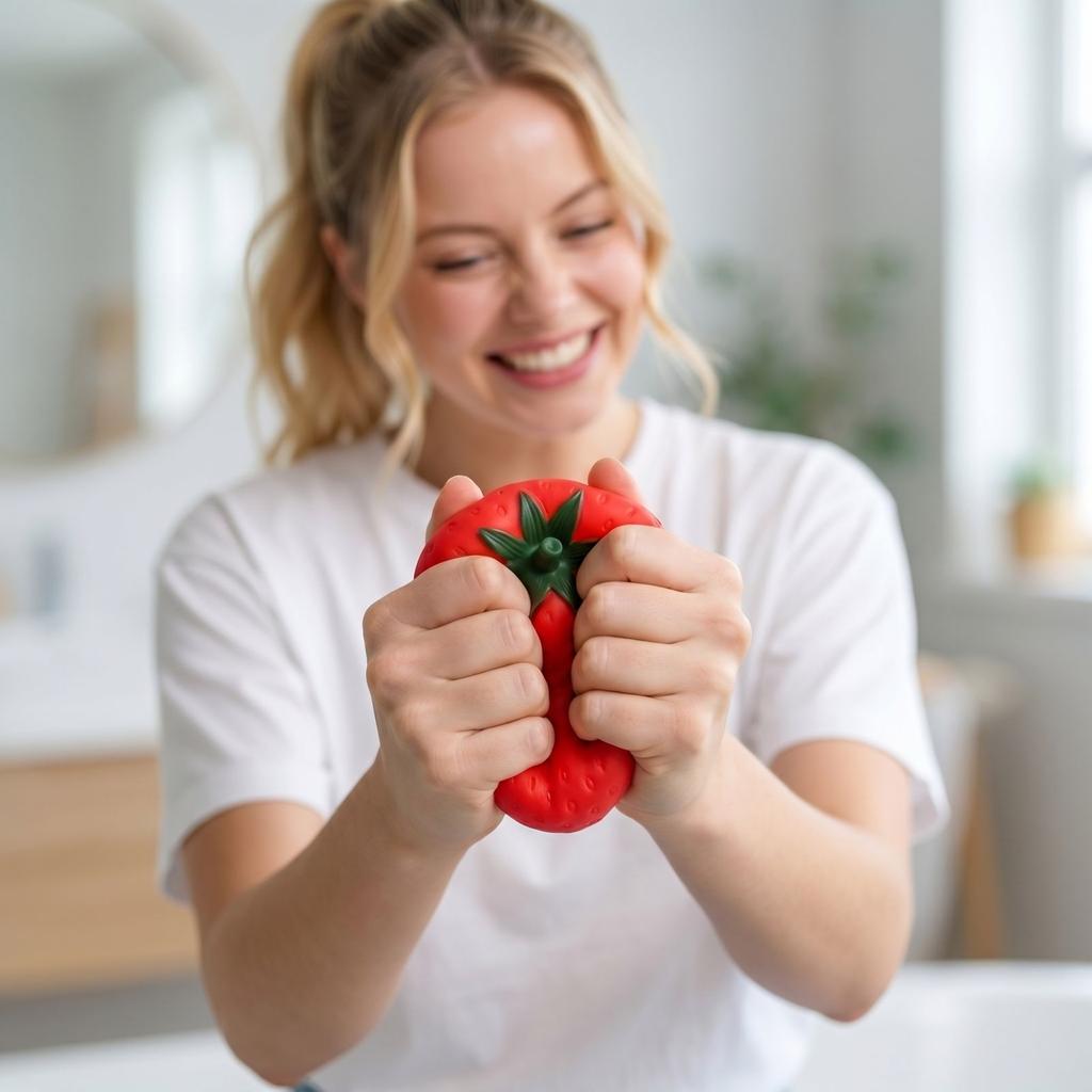 Fruit Shape Squeeze Toy for Stress Relief Soft TPR Material Handheld Sensory Toy for Bath and Office Use Strawberry Design