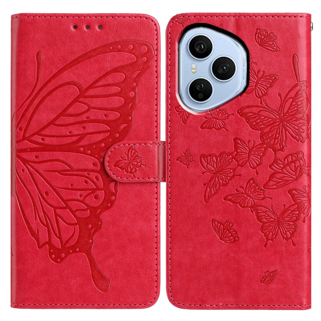 Für Honor 400 Pro 5G (Global) Hülle Schmetterling geprägt Brieftasche Ständer PU Leder Klapphandyhülle mit Riemen