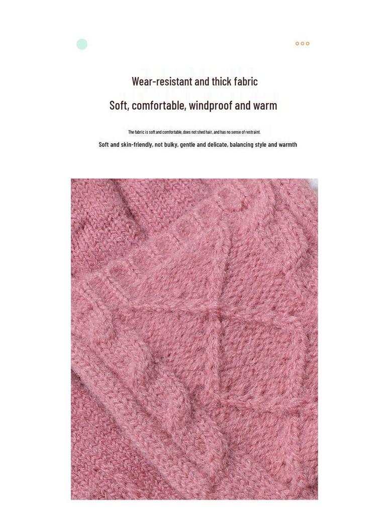 2024 Autumn New Cashmere Half-Finger Flip-Top Jacquard Knitted Gloves for Students and Couples