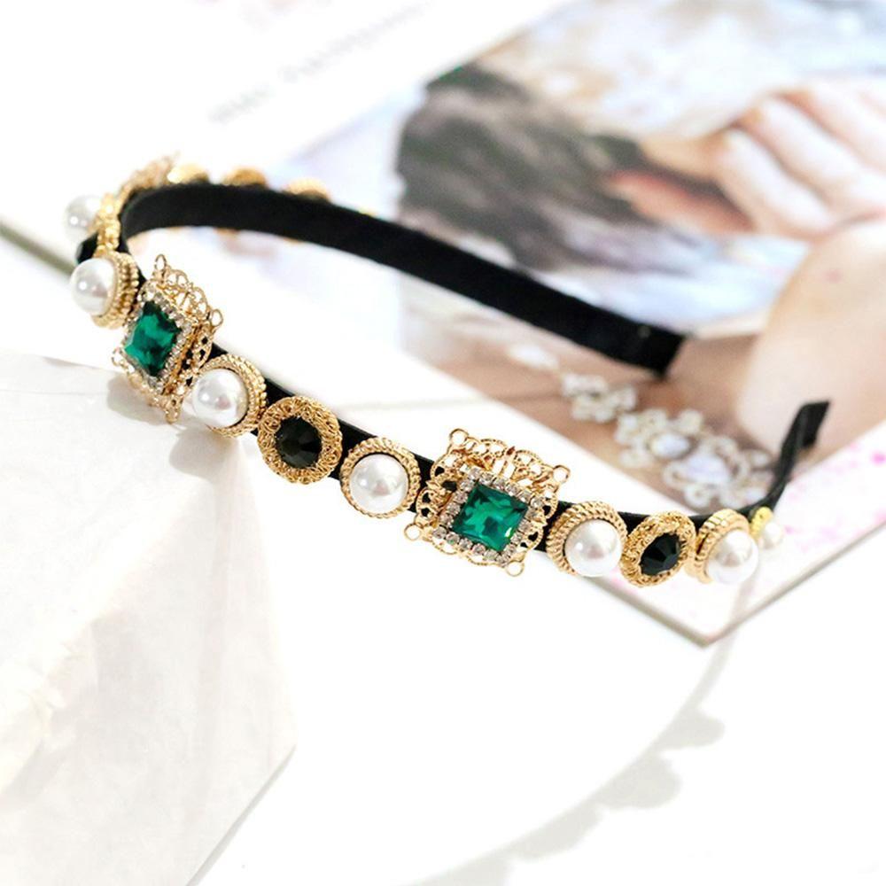 

Women Headwear Rhinestone Baroque Pearl Zircon Head Hoop Hairband Headband Hair Jewelry