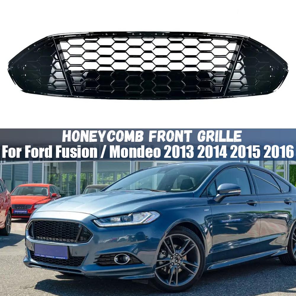 Honeycomb Mesh Car Front Bumper Radiator Grille For Ford Fusion / Mondeo 2013 2014 2015 2016 Mesh Center Racing Grills