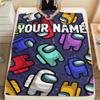 1PC Custom Name Among Us Patterned Flannel Blanket Suitable For All Seasons for Home Decor Warmth and Comfort Gifts Holiday Present