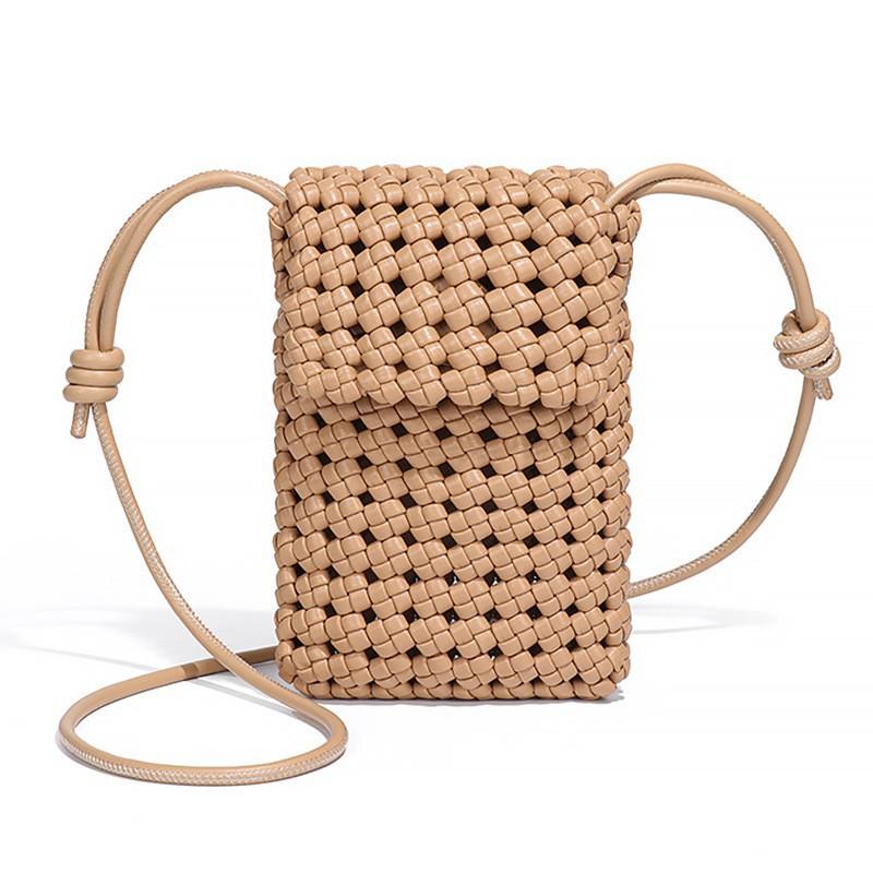 Yi Fuling Tassen Dames Windmolen Knoop Gebreid Niche Lichtgewicht Modieus Overal bijpassend Retro Mobiele Telefoon Schouder Crossbody