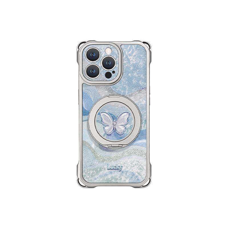 Silk butterfly is suitable for Apple 11promax mobile phone case iphone11 four-corner lanyard 11 rotating bracket 11 women