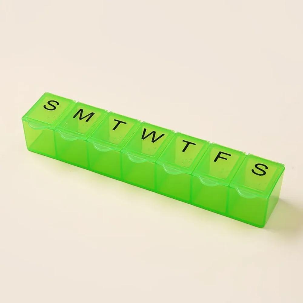 

New Hot Mini Weekly Portable Travel 7 Days 7 Grids Pill Box Storage Organizer Container for Vitamins Fish Oils Medicine Holder зелений