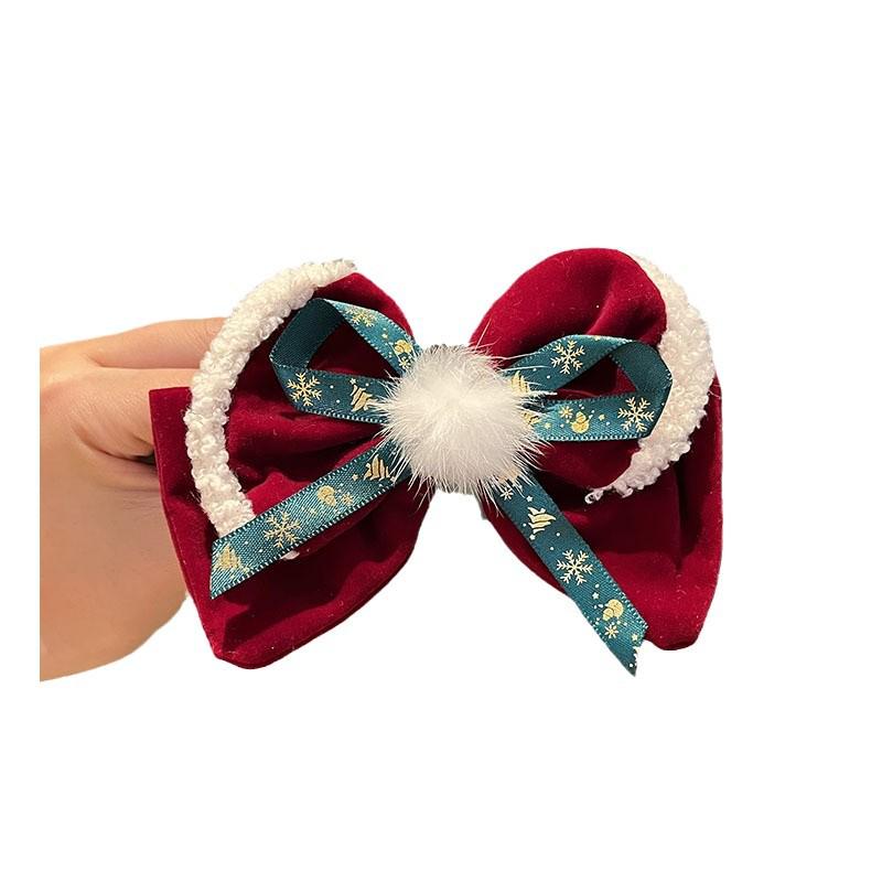 Koreanischer Samt Schleife Haarspange - Weihnachts- & Winter Kopfschmuck