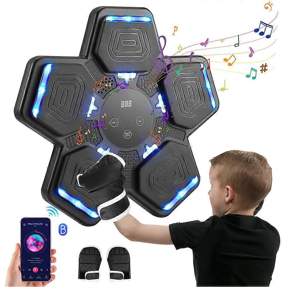 2025 Music Boxing Machine for Adults Kids, Smart Bluetooth Boxing Training Equipment with Gloves, Wall Mounted Punching Machine for Home Gym Office