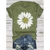 Daisy Flower Print Women's Summer Fitted Round Neck T-Shirt