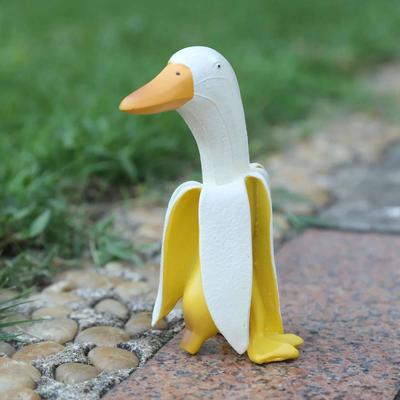 Umělecká socha, Zahradní dvorek Venkovní dekorace, Roztomilé vtipné rozmarné oloupané banánové kachní figurky Stolní ozdoba Dekorace Ozdoby
