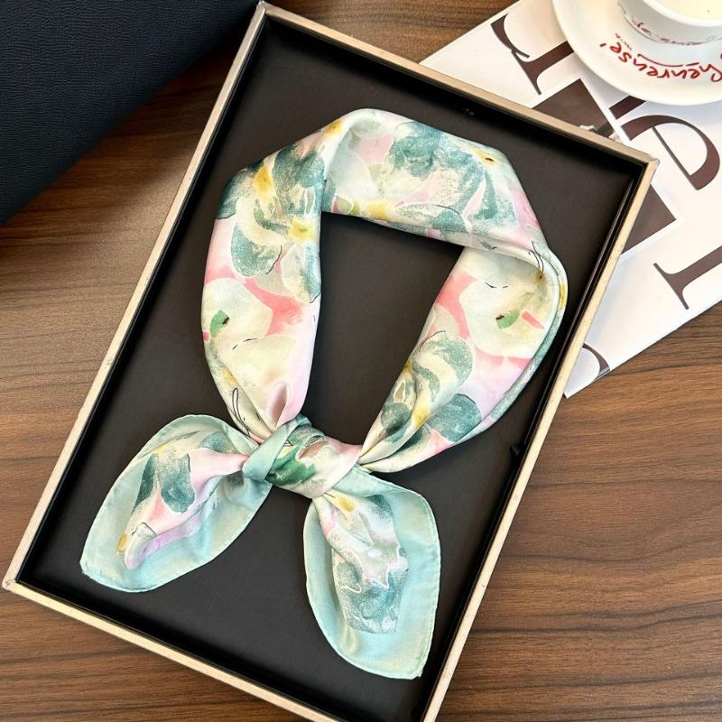Polka Dot Silk Scarf Square Scarf High-end New Versatile Decorative Scarf Scarf Scarf Neck Cashew Flower Scarf Shawl Can Be Used As a Tube Top
