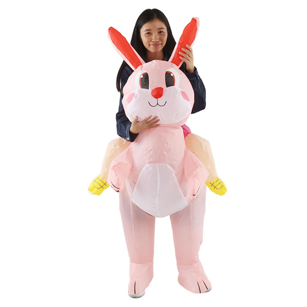 Easter Bunny Inflatable Costume Cute Festive Blow Up Riding Rabbit for Boys Girls Birthday Gifts 120 140cm 47.2 55.1in