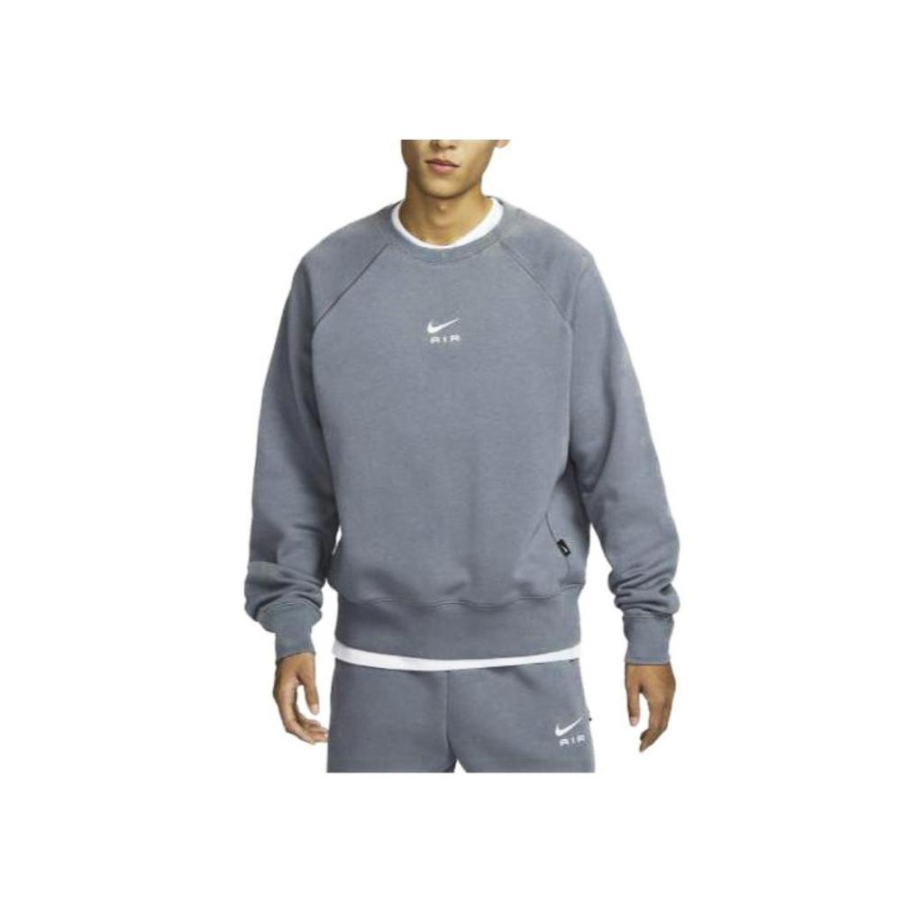 Nike Letter Logo Round Neck Casual Fleece Loose Long Sleeve Sweatshirt Men Sweatshirt Gray FB7204-065
