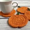 Set of 4 Autumn Pumpkin Coasters Handmade Crocheted Pumpkin Coasters Perfect for Harvest, Thanksgiving, Halloween, Home, Kitchen