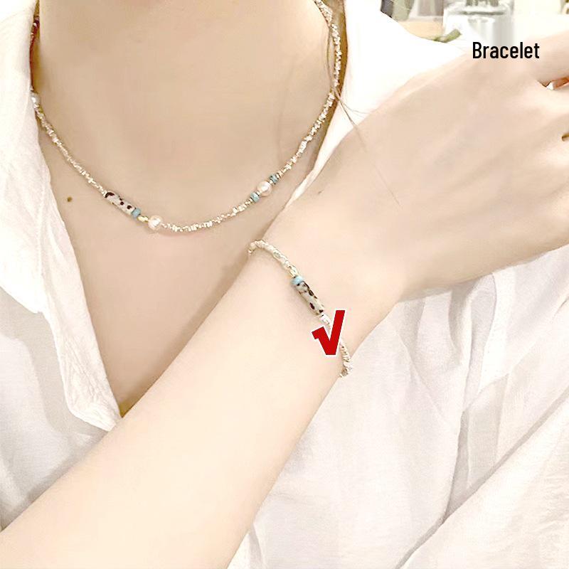 

Винтажное ожерелье с зеленым камнем в стиле легкой роскоши – стерлинговое серебро 925 пробы, жемчужная бисерная цепочка для ключицы 925 Silver