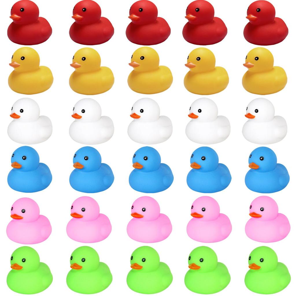 JIMIGUGU Duck Bath Toys, Set of 30, Colorful, Floating, Sound-Making Duck Toys for Pool, Bath, Decoration, Festival, or As a Prize
