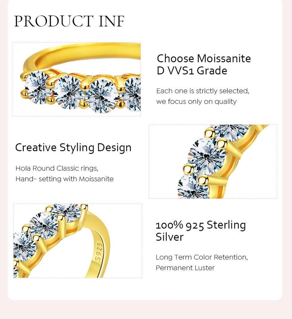 Moissanite Five-Star Pavé Ring - S925 Silver Fashion Jewelry