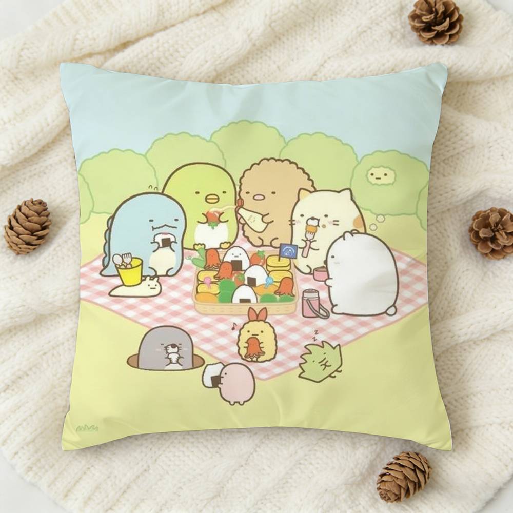 S-Sumikko Gurashi C-Colorfu Double-Sided Printed Square Decorative Cushion Cover For Sofa Living Room Home Decor