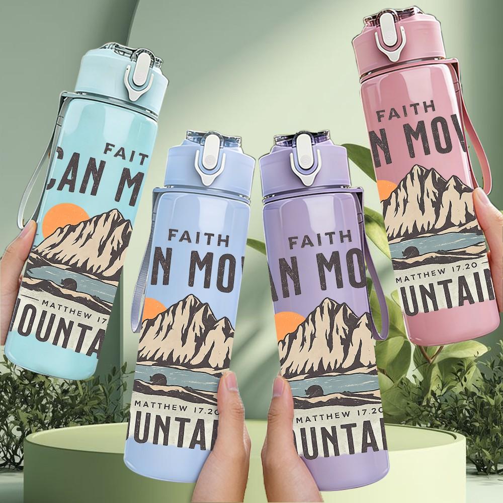 1PC Cat Can Move Mountains Quote Print 750ml Color Plastic Sports Water Bottle Leakproof Flip Straw Lid Suitable for Sports Office Home Use