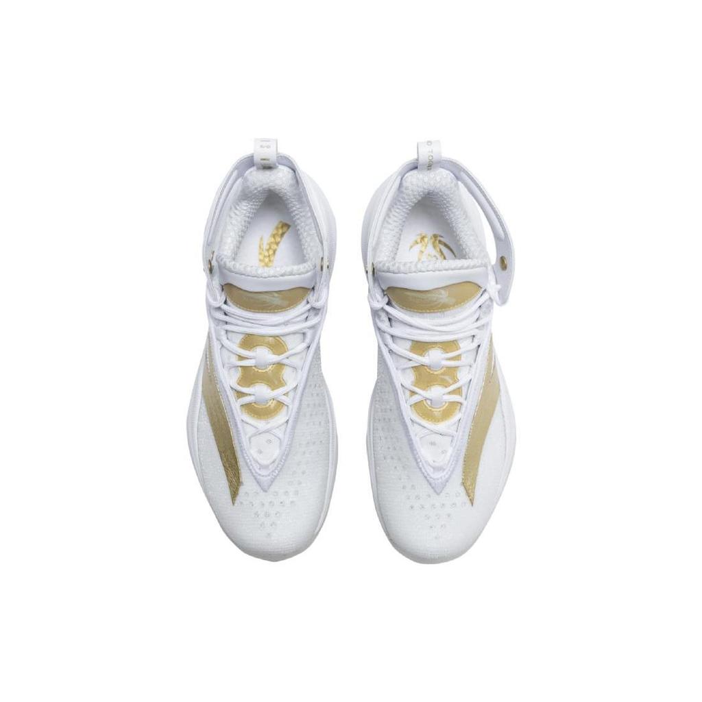Anta KT8 KT 8 Cushioning Slip Resistant Abrasion Resistant High top Basketball Shoes Men's White Gold 512240511-1