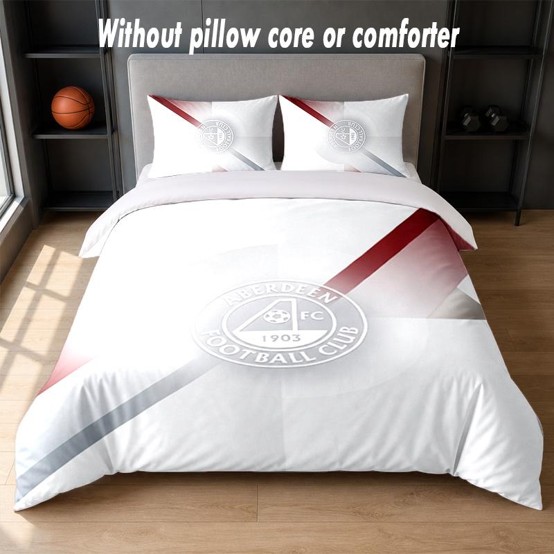Aberdeen FC Design Bed Bedding Set 1 Duvet Cover + 2 Pillowcases Soft Breathable Household Bed Linens