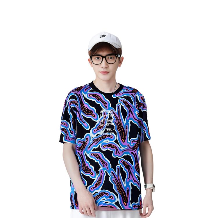 Li Ning Loose Casual Round Neck T-Shirt Color Block Men Tops AHSR373-1