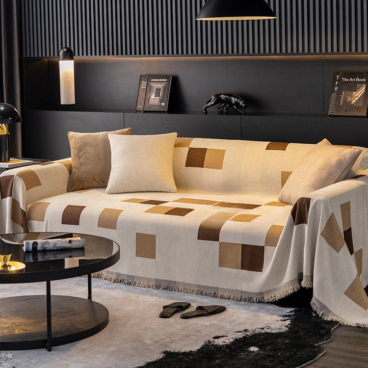 

Nordic Ins Style Anti-Cat Scratch Square Sofa Towel Cover Cloth Full Cover Four Seasons Universal Non-Slip Sofa Cover Seat Cushion 180*130cm