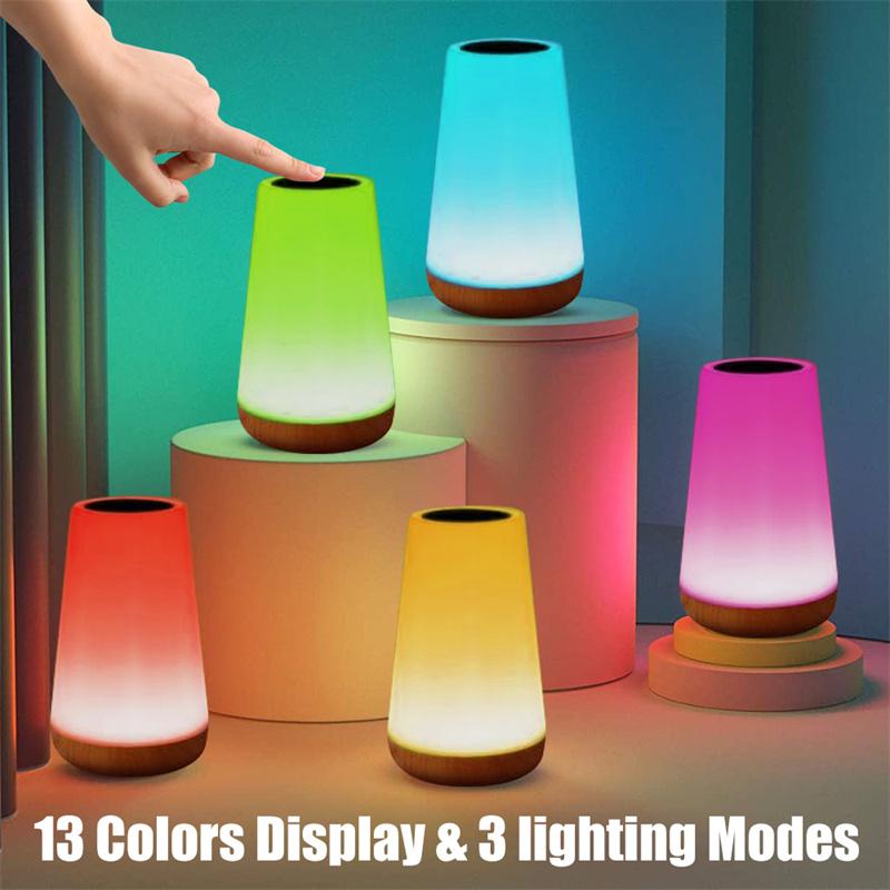 Night Light for Kids Baby Dimmable Touch Lamp 13 RGB Colors 5 Brightness Portable Rechargeable Bedside Table Lamp for Nightstand