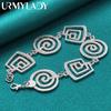 925 Sterling Silver Round/Square Swirl Bracelet For Women Wedding Party Fashion Jewelry