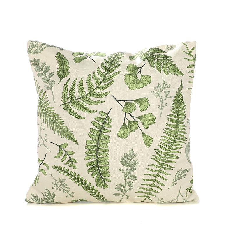 Nap Pillowcase Nordic Green Plants and Flowers Pastoral Bamboo Hemp Super Soft Pillow Car Cushion Pillow Core for Living Room