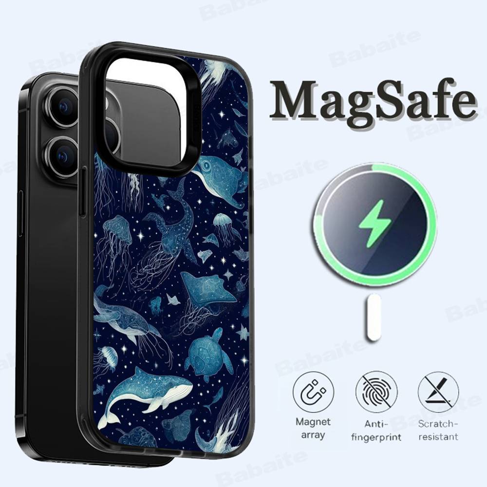 Ocean Whale Shark Swimming Phone Case Magnetic Case For IPhone 16 14 13 12 11 15 Pro Max Plus For Magsafe Wireless Charge Cover
