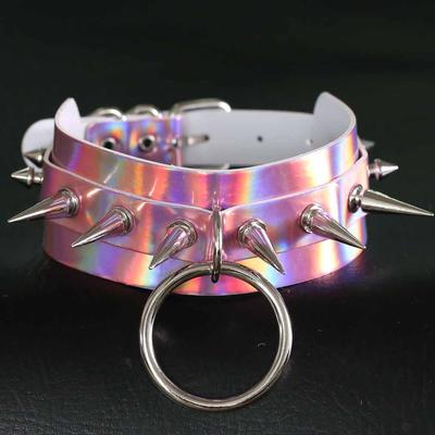 Colier Holografic cu Ținte Punk Goth Guler din Piele Femei Kawaii Chocker Bijuterii de Petrecere