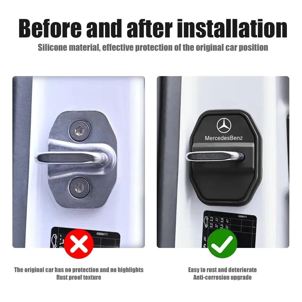 GLC GLB 2/4PCS Silicone Car AMG Badge Door Lock Cover Sticker For Mercedes Benz AMG W204 W205 W210 W211 W212 W213 W167 W176 W46