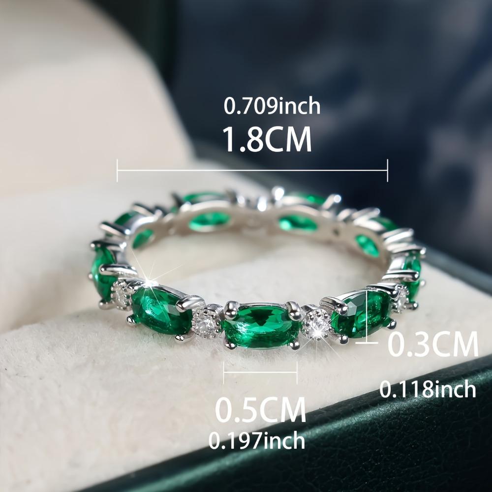S925 Sterling Silver Elegant Oval Green Zircon Engagement Ring for Women Wedding Band Jewelry Gift